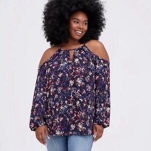Torrid Floral Plus Size Cold Shoulder Top
